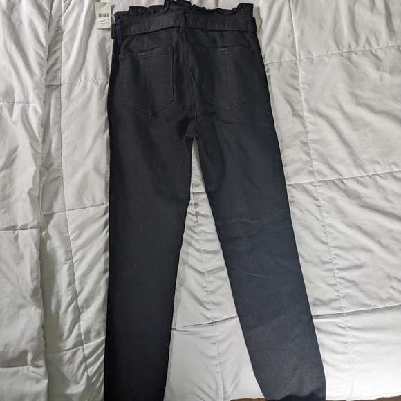 Prosperity Black Denim Tie Waist Paper Bag Skinny Jeans - Picture 9 of 12